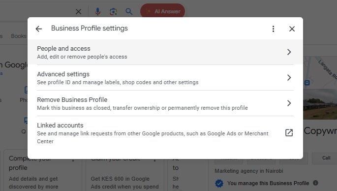 Step 2 of adding Users to your Google Business Profile